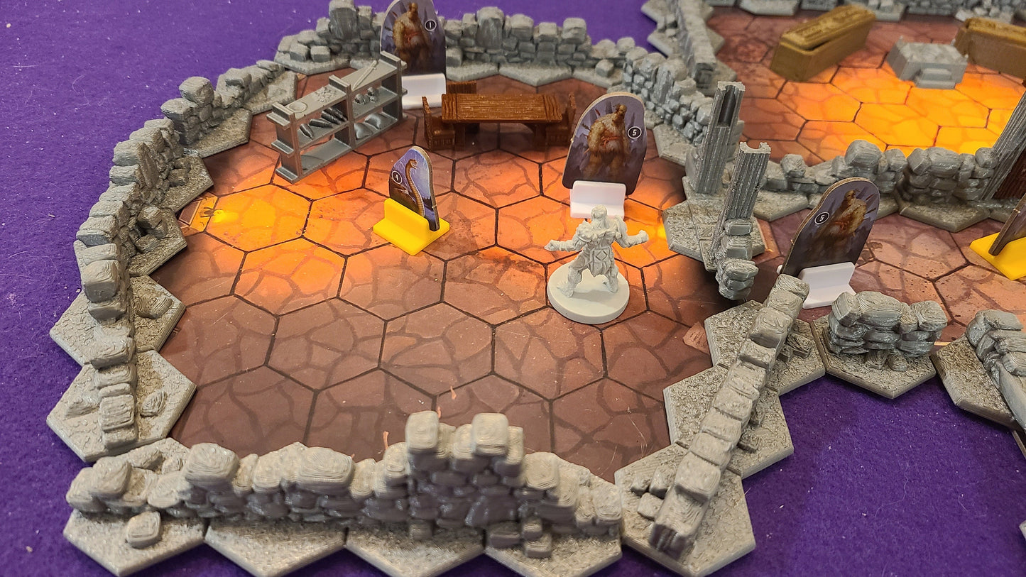 Sandstone Walls - Compatible with Gloomhaven, Frosthaven, Jaws of the Lion, Pathfinder, hex base miniatures