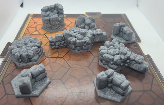 Stone Wall Corner Pieces - Compatible with Gloomhaven, D&D, Frosthaven, Jaws of the Lion, Pathfinder, hex base miniatures