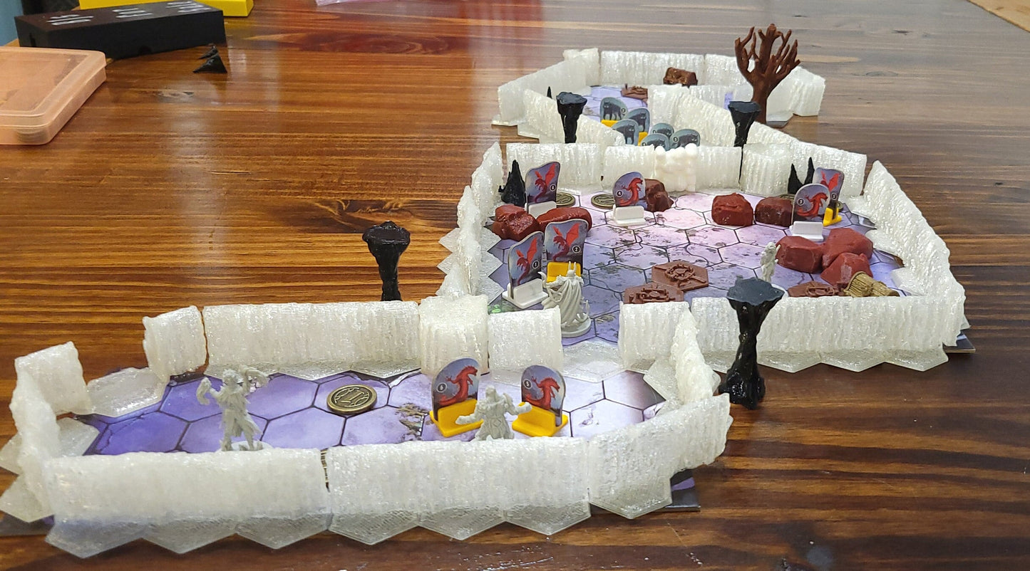 Ice Walls - Compatible with Gloomhaven, Frosthaven, Jaws of the Lion, D&D, Pathfinder, hex base miniatures